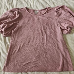 Women's Pink Puff Sleeve Top